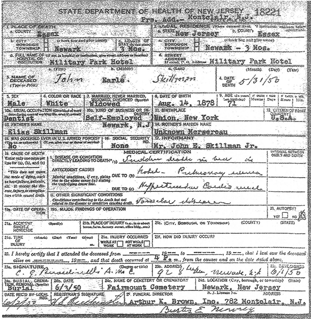 John-Earle-Skillman-Death-Certificate